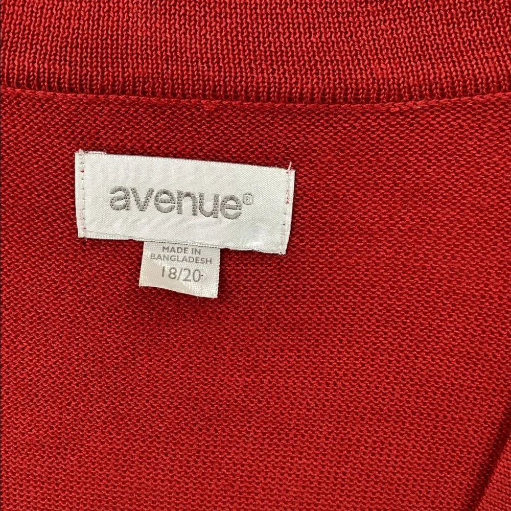 Avenue Red Sweatheart  Cardigan Long Sleeve Sweater Size 18/20